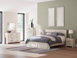 Lawroy Light Natural Storage Panel Bedroom Set with 2 Footboard Drawers from Ashley - Luna Furniture