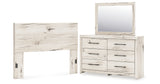Lawroy Queen Panel Headboard with Mirrored Dresser in Light Natural from Ashley - Luna Furniture