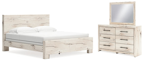 Lawroy Light Natural King Panel Bed, Dresser and Mirror from Ashley - Luna Furniture