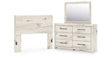Lawroy Full Panel Headboard with Mirrored Dresser in Light Natural from Ashley - Luna Furniture
