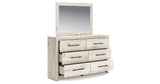 Lawroy Twin Panel Headboard with Mirrored Dresser and 2 Nightstands in Light Natural from Ashley Furniture - Luna Furniture