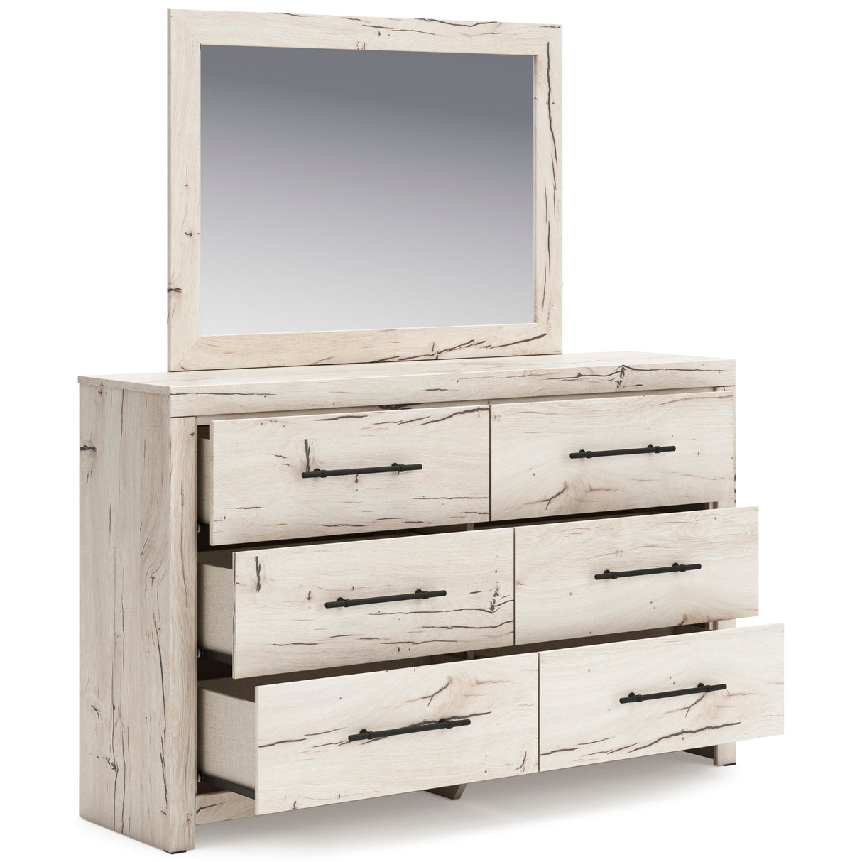 Lawroy Light Natural Storage Panel Bedroom Set with 2 One-Side Drawers from Ashley - Luna Furniture