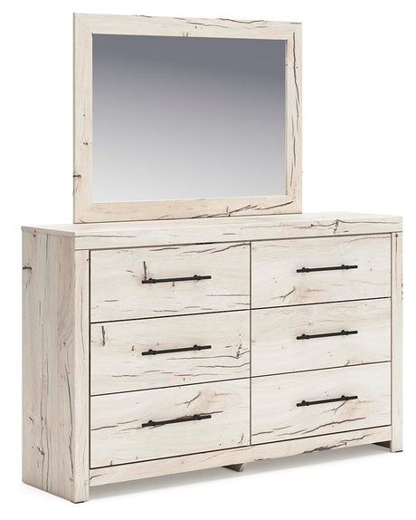 Lawroy Light Natural King Panel Bed, Dresser, Mirror and Nightstand from Ashley - Luna Furniture