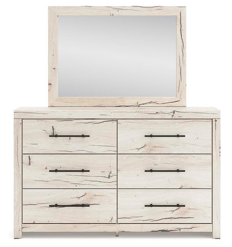 Lawroy Light Natural King Panel Storage Bed, Dresser and Mirror from Ashley - Luna Furniture