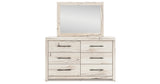 Lawroy Queen Panel Bed with Mirrored Dresser and Nightstand in Light Natural from Ashley - Luna Furniture