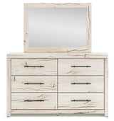 Lawroy Light Natural Queen Panel Bed, Dresser and Mirror from Ashley Furniture - Luna Furniture
