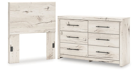 Lawroy Twin Panel Headboard with Dresser in Light Natural from Ashley - Luna Furniture