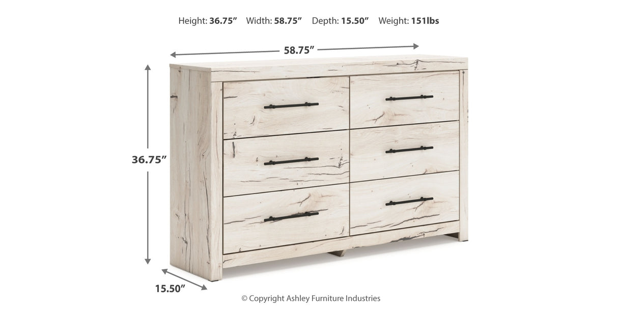 Lawroy Twin Panel Bed with Dresser and 2 Nightstands in Light Natural from Ashley - Luna Furniture