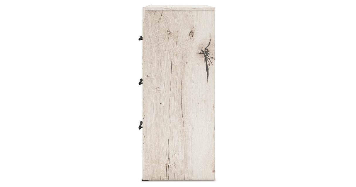 Lawroy Full Panel Headboard with Mirrored Dresser in Light Natural from Ashley - Luna Furniture