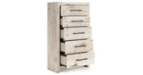 Lawroy Queen Panel Headboard with Mirrored Dresser and Chest in Light Natural from Ashley - Luna Furniture