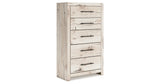 Lawroy Queen Panel Headboard with Mirrored Dresser and Chest in Light Natural from Ashley - Luna Furniture