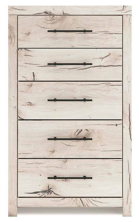 Lawroy Light Natural Queen Panel Storage Bed, Dresser, Mirror, Chest and Nightstand from Ashley - Luna Furniture