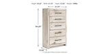 Lawroy King Panel Bed with Mirrored Dresser and Chest in Light Natural from Ashley - Luna Furniture