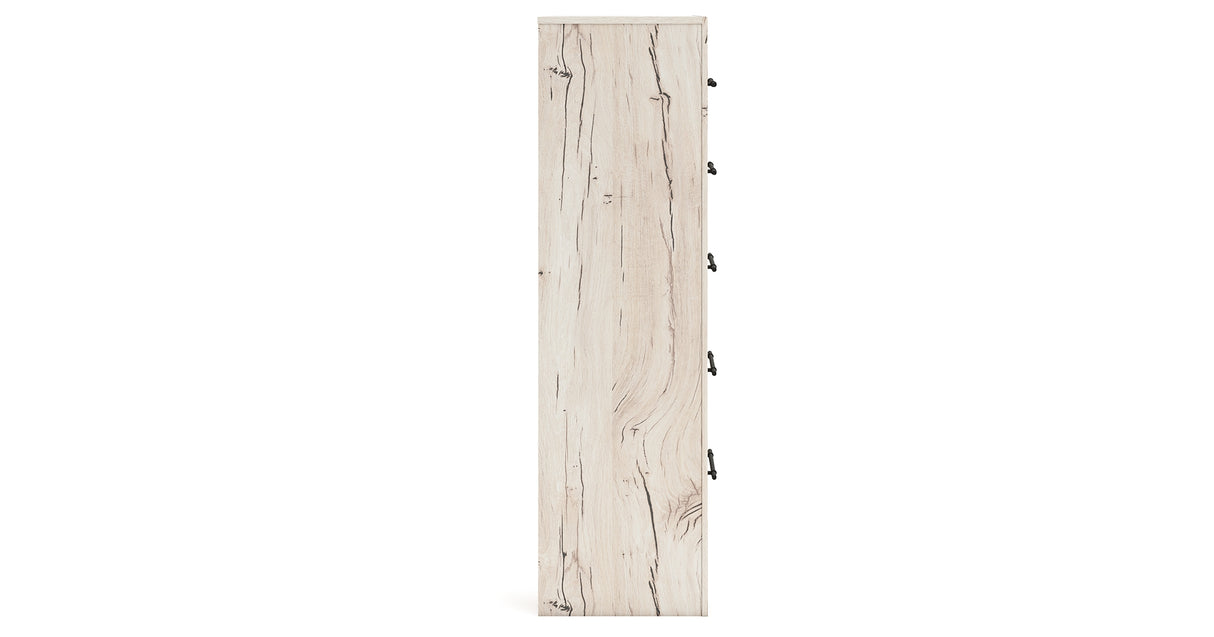 Lawroy Queen Panel Headboard with Mirrored Dresser and Chest in Light Natural from Ashley - Luna Furniture