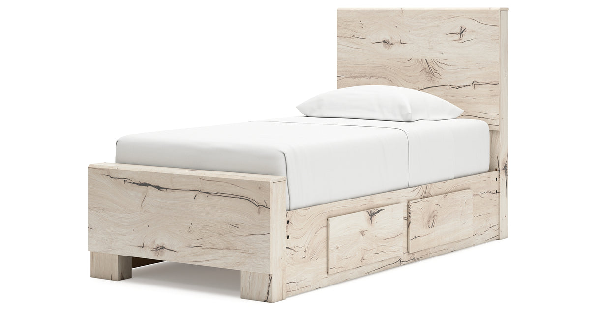Lawroy Light Natural Twin Panel Bed with Dresser and 2 Nightstands from Ashley - Luna Furniture