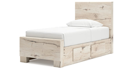 Lawroy Twin Panel Bed with Nightstand in Light Natural from Ashley - Luna Furniture