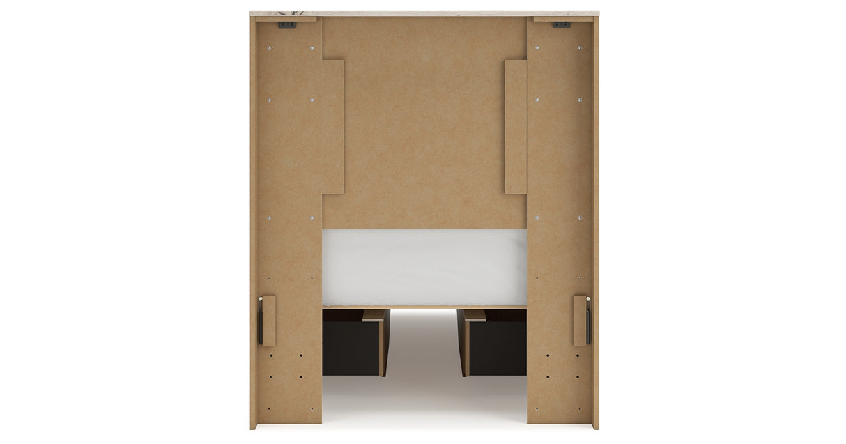 Lawroy Twin Panel Bed with Mirrored Dresser in Light Natural from Ashley - Luna Furniture