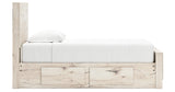 Lawroy Twin Panel Bed with Mirrored Dresser in Light Natural from Ashley - Luna Furniture