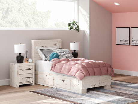 Lawroy Twin Panel Bed with Storage and Nightstand from Ashley Furniture - Luna Furniture