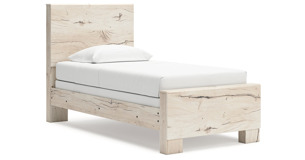 Lawroy Twin Panel Bed with Dresser and 2 Nightstands in Light Natural from Ashley - Luna Furniture