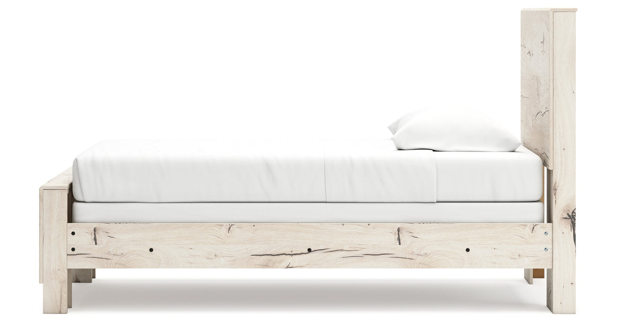 Lawroy Twin Panel Bed with Dresser and 2 Nightstands in Light Natural from Ashley - Luna Furniture