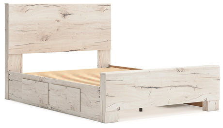 Lawroy Light Natural Queen Panel Bed with Storage, Dresser and Mirror from Ashley - Luna Furniture