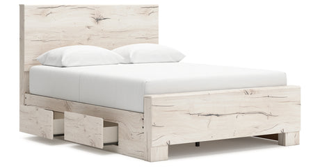 Lawroy Light Natural Queen Panel Bed with Mirrored Dresser, Chest and 2 Nightstands from Ashley - Luna Furniture