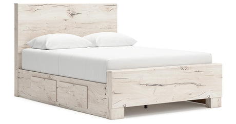 Lawroy Light Natural Queen Panel Bed with Mirrored Dresser and 2 Nightstands from Ashley - Luna Furniture