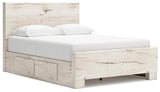Lawroy Light Natural Queen Panel Bed with Storage, Dresser and Mirror from Ashley - Luna Furniture