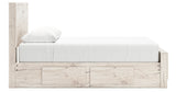 Lawroy Queen Panel Bed with Mirrored Dresser in Light Natural from Ashley - Luna Furniture
