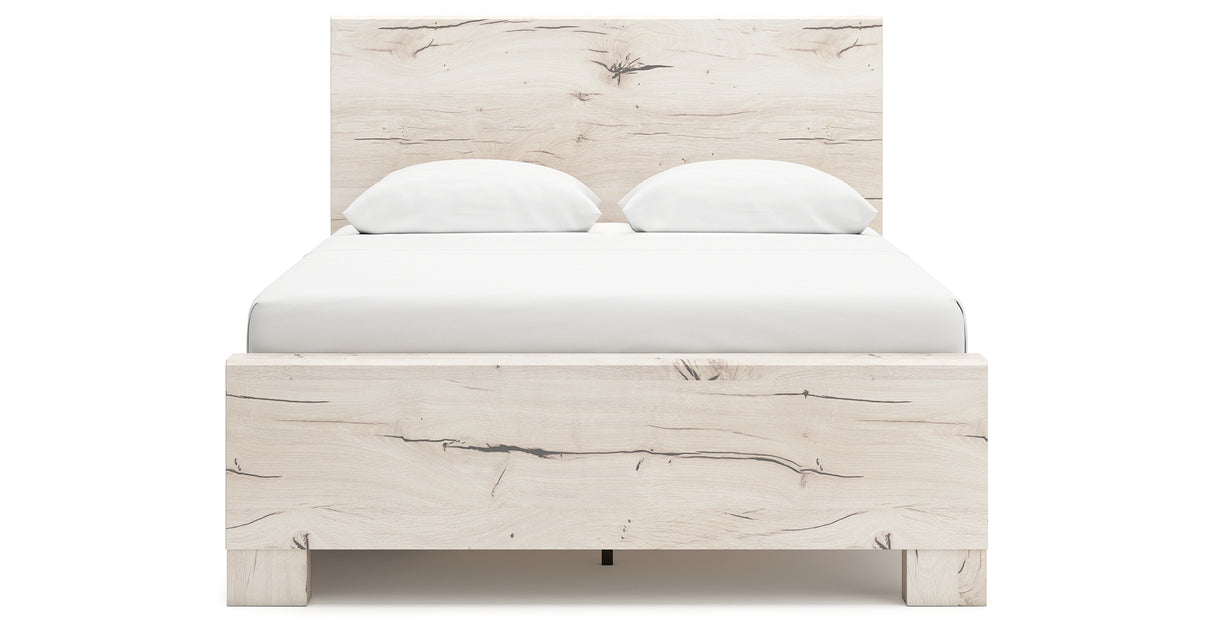 Lawroy Light Natural Queen Panel Bed with Mirrored Dresser, Chest and 2 Nightstands from Ashley - Luna Furniture