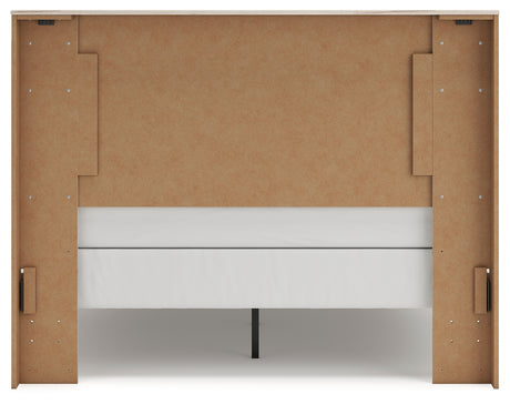 Lawroy Light Natural Queen Panel Bed, Dresser and Mirror from Ashley - Luna Furniture
