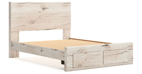 Lawroy Queen Panel Storage Bed with Mirrored Dresser and Nightstand in Light Natural from Ashley - Luna Furniture