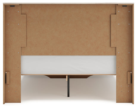 Lawroy Queen Panel Headboard with 2 Nightstands in Light Natural from Ashley - Luna Furniture