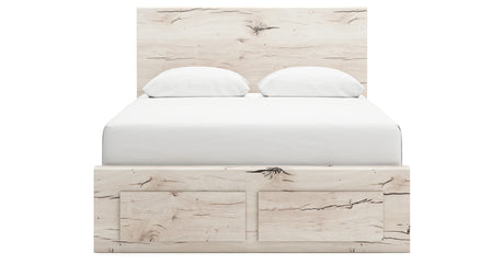 Lawroy Queen Panel Storage Bed with Mirrored Dresser in Light Natural from Ashley - Luna Furniture