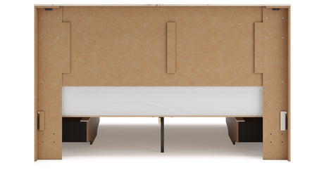 Lawroy King Panel Bed with Mirrored Dresser in Light Natural from Ashley - Luna Furniture