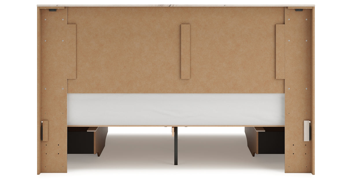 Lawroy Light Natural King Storage Platform Bed with 4 Drawers from Ashley - Luna Furniture