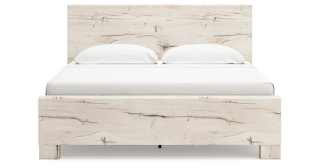 Lawroy King Panel Bed with Mirrored Dresser in Light Natural from Ashley - Luna Furniture