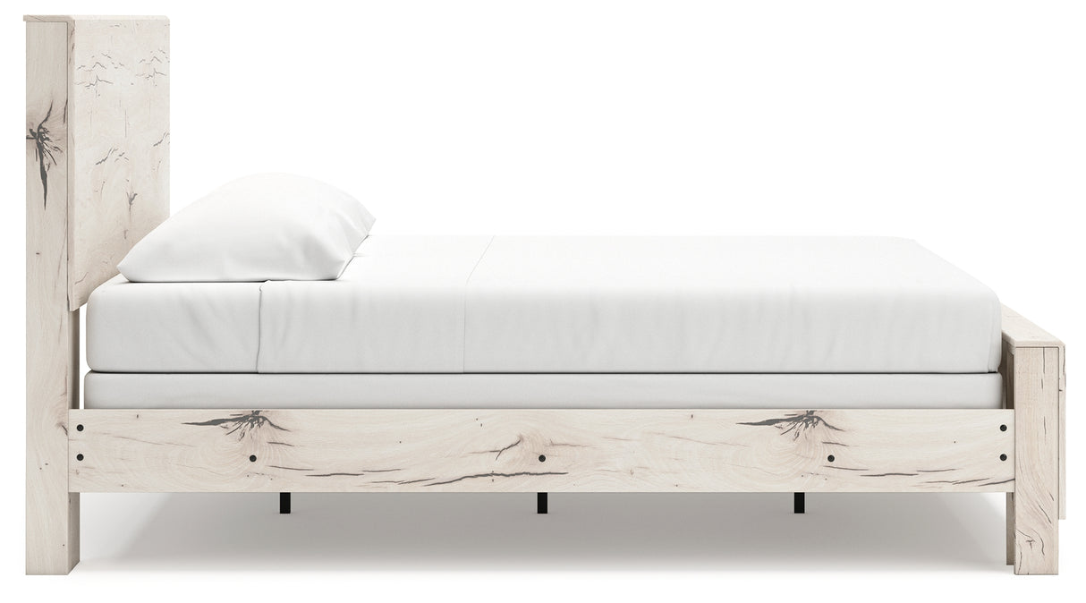 Lawroy Light Natural King Panel Bed, Dresser, Mirror and Nightstand from Ashley - Luna Furniture