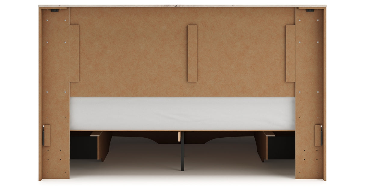 Lawroy Light Natural King Storage Platform Bed with 6 Drawers from Ashley Furniture - Luna Furniture