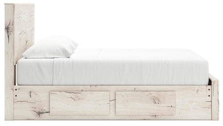 Lawroy Light Natural King Panel Storage Bed, Dresser and Mirror from Ashley - Luna Furniture