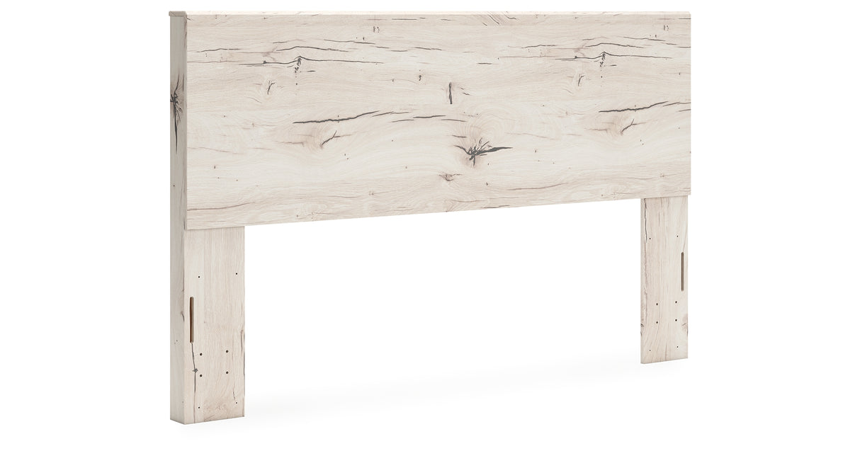 Lawroy King Panel Headboard with Mirrored Dresser and Chest in Light Natural from Ashley - Luna Furniture