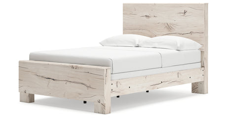 Lawroy Full Panel Bed with Mirrored Dresser, Chest and Nightstand in Light Natural from Ashley - Luna Furniture