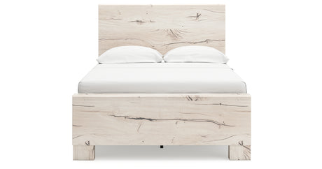 Lawroy Full Panel Bed with Mirrored Dresser and 2 Nightstands in Light Natural from Ashley - Luna Furniture