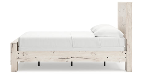 Lawroy Full Panel Bed with Mirrored Dresser and Chest in Light Natural from Ashley - Luna Furniture
