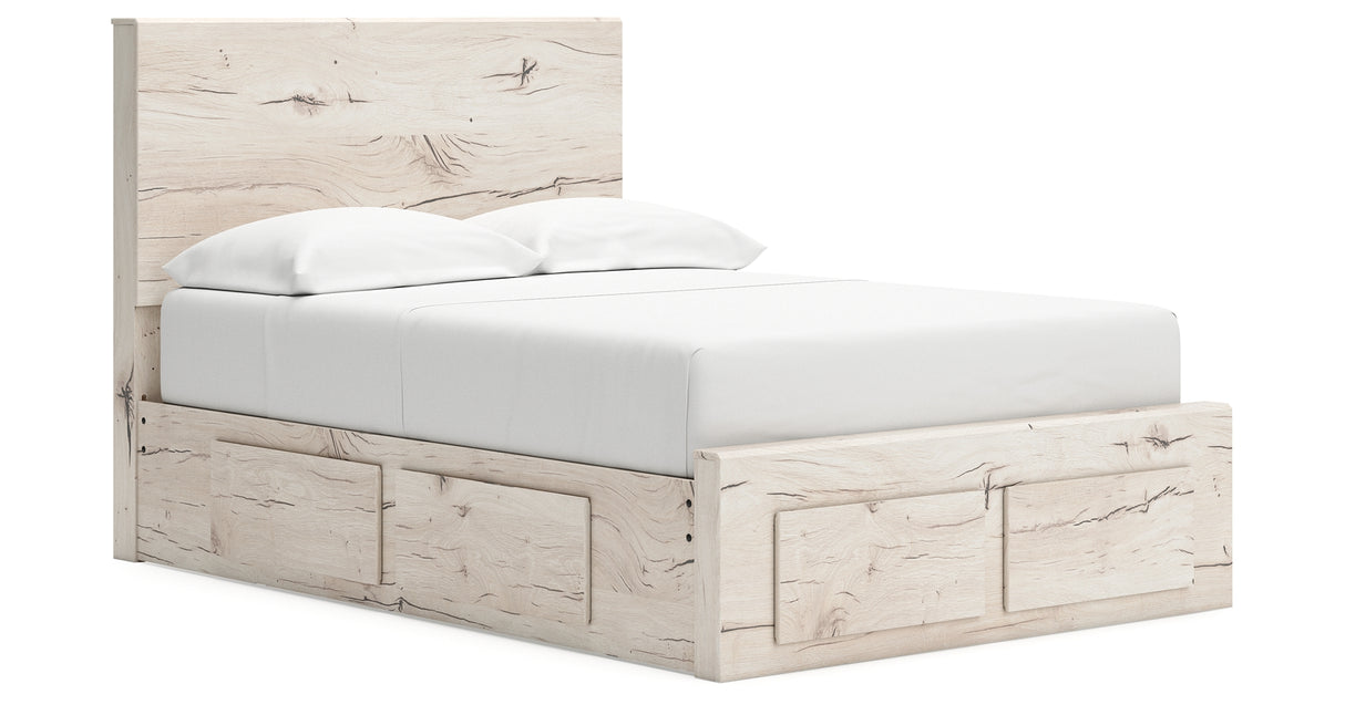 Lawroy Full Panel Storage Bed with Mirrored Dresser in Light Natural from Ashley Furniture - Luna Furniture