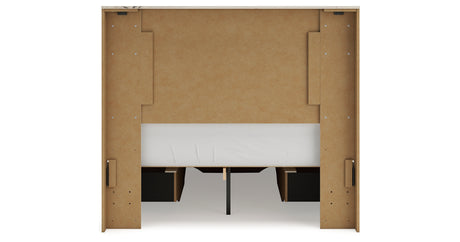 Lawroy Full Panel Storage Bed with Mirrored Dresser in Light Natural from Ashley - Luna Furniture