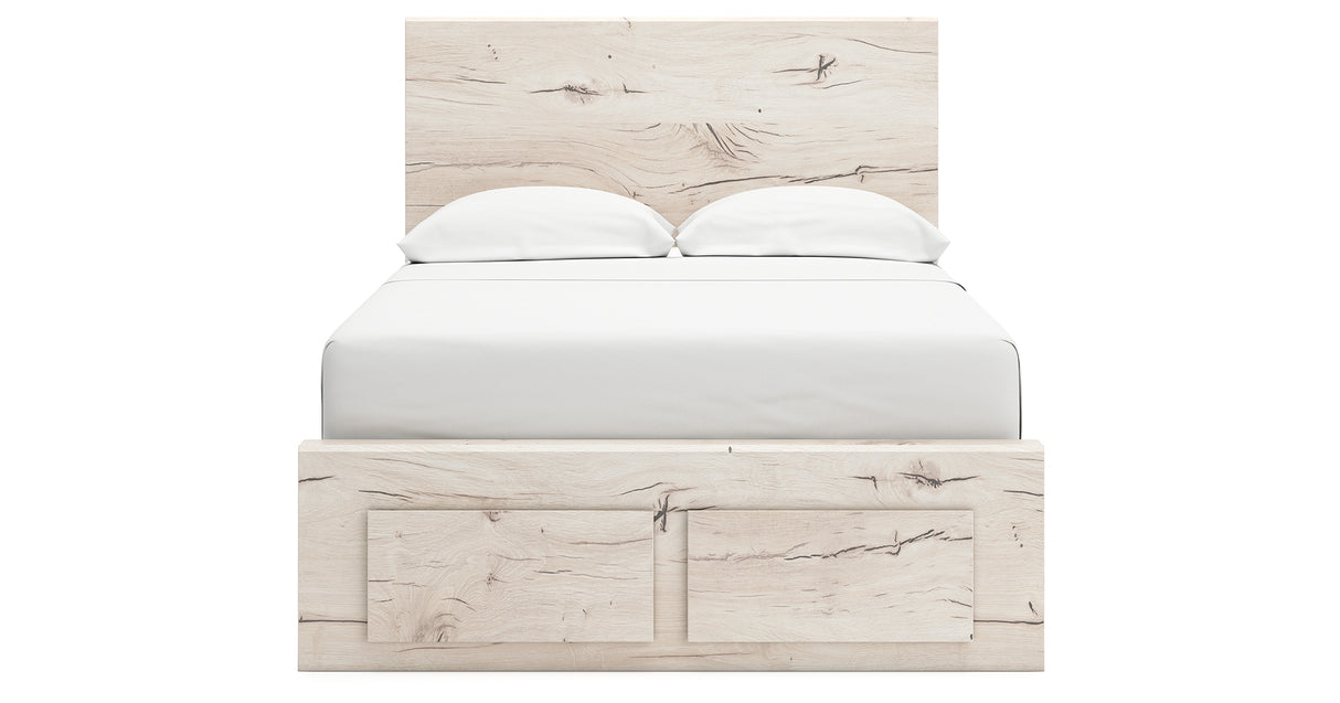 Lawroy Full Panel Storage Bed with Mirrored Dresser in Light Natural from Ashley Furniture - Luna Furniture