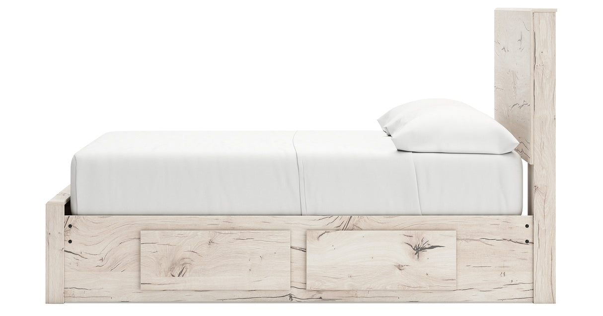 Lawroy Light Natural Full Panel Storage Bed with Mirrored Dresser and Chest from Ashley Furniture - Luna Furniture