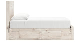 Lawroy Full Panel Storage Bed with Mirrored Dresser in Light Natural from Ashley Furniture - Luna Furniture